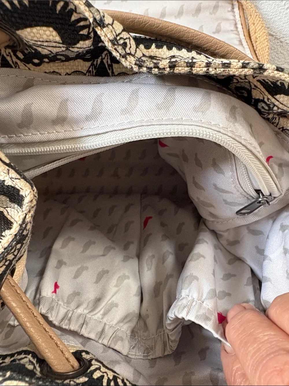 Sakroots Black & Cream Patterned Canvas Drawstring Backpack